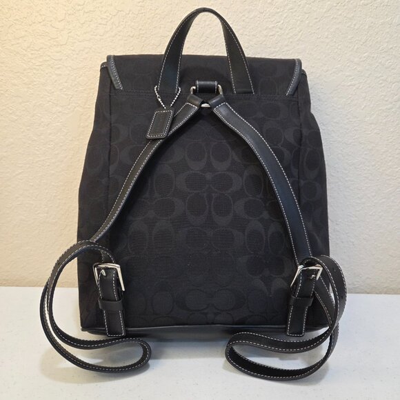 Coach Vintage Black Canvas Signature Monogram Back Pack - Picture 8 of 14